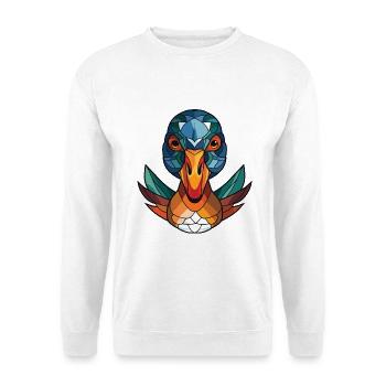 Mandarinenten-bunte Aquarell-Tierkarikatur - Unisex Pullover - Weiß - Vorne - Alina (178cm) & Michal (187cm)