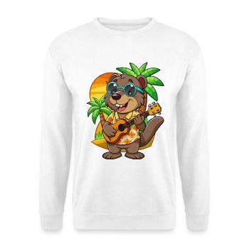 Lustige Biber Cartoon Sommer Strand Sonnenbrille - Unisex Pullover - Weiß - Vorne - Alina (178cm) & Michal (187cm)
