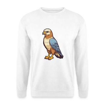 Bussard-Karikatur-Kawaii-Aquarellillustration - Unisex Pullover - Weiß - Vorne - Alina (178cm) & Michal (187cm)