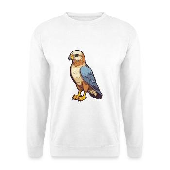 Bussard-Karikatur-Kawaii-Aquarellillustration - Unisex Pullover - Weiß - Vorne - Alina (178cm) & Michal (187cm)