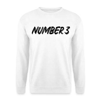 Number 3 - drei - dritter - dritte - 3 - Nummer 3 - Unisex Pullover - Weiß - Vorne - Alina (178cm) & Michal (187cm)