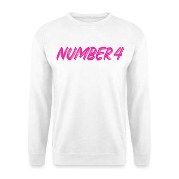Number 4 - vier - vierter - vierte - 4 - Nummer 4 - Unisex Pullover - Weiß - Vorne - Alina (178cm) & Michal (187cm)