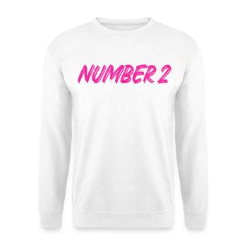 Number 2 - zwei - zweiter - zweite - 2 - Nummer 2 - Unisex Pullover - Weiß - Vorne - Alina (178cm) & Michal (187cm)
