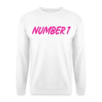 Number 1 - eins - erster - erste - 1 - Nummer 1 - Unisex Pullover - Weiß - Vorne - Alina (178cm) & Michal (187cm)