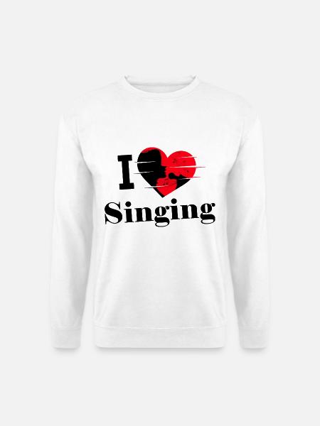 I love Singing - Herz mit Sängerin Silhouette - Unisex Pullover - Weiß