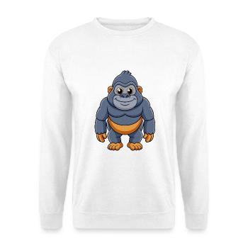 Gorilla Niedliche Maskottchen Zeichentrickfigur Kawaii - Unisex Pullover - Weiß - Vorne