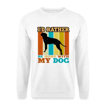 Braque Saint Germain Hund Silhouette Retro Sunset - Unisex Pullover - Weiß - Vorne - Alina (178cm) & Michal (187cm)