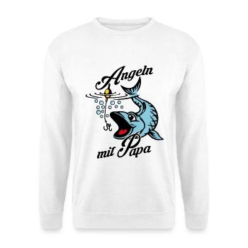 Angeln mit Papa. Ein Angeltag mit Papa - Unisex Pullover - Weiß - Vorne