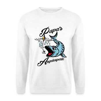 Papa's Angelexperte - Angeln mit Papa - Unisex Pullover - Weiß - Vorne
