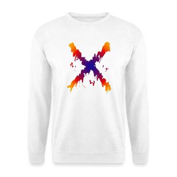 Regenbogen X Farbfluss Muster - Unisex Pullover - Weiß - Vorne - Alina (178cm) & Michal (187cm)