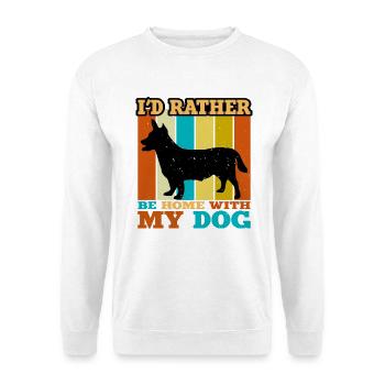 Lancashire Heeler Hund Liebe Silhouette Retro Sonnenuntergang - Unisex Pullover - Weiß - Vorne - Alina (178cm) & Michal (187cm)