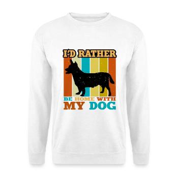 Lancashire Heeler Hund Liebe Silhouette Retro Sonnenuntergang - Unisex Pullover - Weiß - Vorne - Alina (178cm) & Michal (187cm)