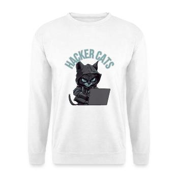 Hacker cats - Unisex Pullover - Weiß - Vorne - Alina (178cm) & Michal (187cm)