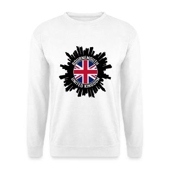 Bournemouth Skyline UK Flagge Reise-Souvenir - Unisex Pullover - Weiß - Vorne - Alina (178cm) & Michal (187cm)