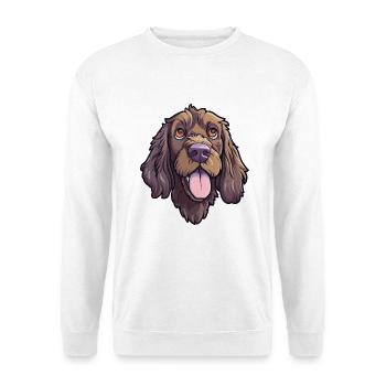 Pudelpointer Hunderasse Cartoon Kawaii Illustration - Unisex Pullover - Weiß - Vorne - Alina (178cm) & Michal (187cm)
