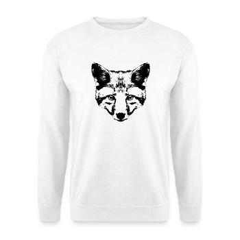 Fuchskopf Grafik - Unisex Pullover - Weiß - Vorne - Alina (178cm) & Michal (187cm)