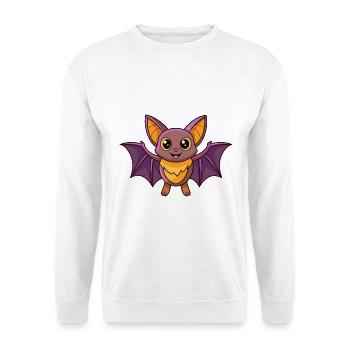 Bat Cute Mascot Cartoon Character Kawaii - Unisex Sweatshirt - white - Front