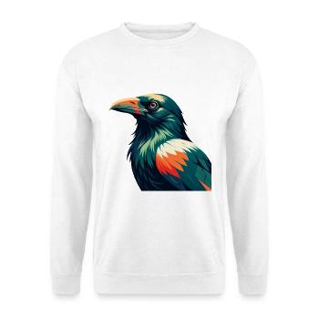 Krähe Zeichentrickfigur Buntes Haustier Tier - Unisex Pullover - Weiß - Vorne