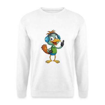 Emu Lustige Zeichentrickfigur Kopfhörermusik - Unisex Pullover - Weiß - Vorne
