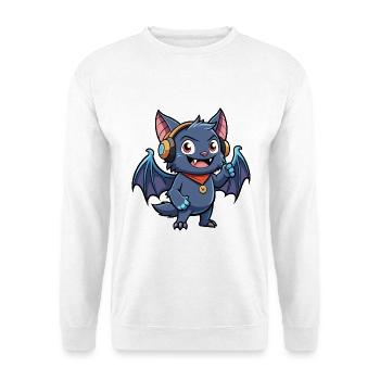 Fledermaus Lustige Zeichentrickfigur Kopfhörer Musik - Unisex Pullover - Weiß - Vorne