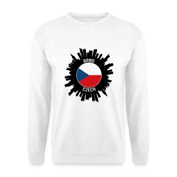 Brünn Skyline Tschechische Flagge Reise Souvenir - Unisex Pullover - Weiß - Vorne - Alina (178cm) & Michal (187cm)