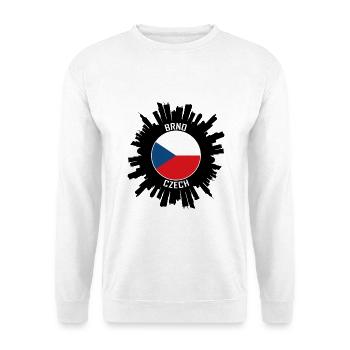 Brünn Skyline Tschechische Flagge Reise Souvenir - Unisex Pullover - Weiß - Vorne - Alina (178cm) & Michal (187cm)