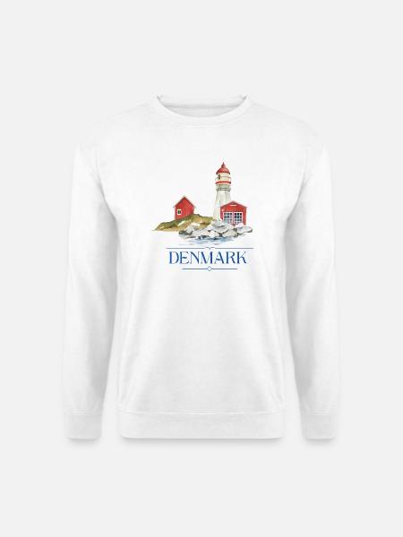 Dänemark Leuchtturm tiny Haus am Meer - Unisex Pullover - Weiß