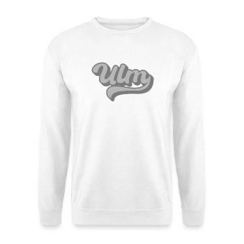 Ulm Schriftzug Logo Grau Vintage - Unisex Pullover - Weiß - Vorne - Alina (178cm) & Michal (187cm)