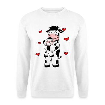 Kuh Familie Bauernhof Kühe Herz Geschenk - Unisex Pullover - Weiß - Vorne - Alina (178cm) & Michal (187cm)