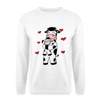 Kuh Familie Bauernhof Kühe Herz Geschenk - Unisex Pullover - Weiß - Vorne