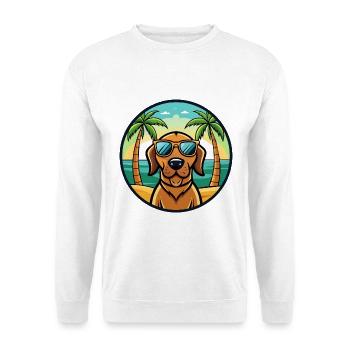 Bloodhound Hund Rasse Cartoon Sonnenbrille Strand - Unisex Pullover - Weiß - Vorne - Alina (178cm) & Michal (187cm)