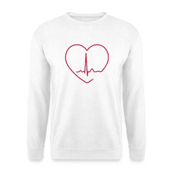 Herzschlag-EKG-Linie Medizinischer Pulswellen-Ikon-Vektor - Unisex Pullover - Weiß - Vorne