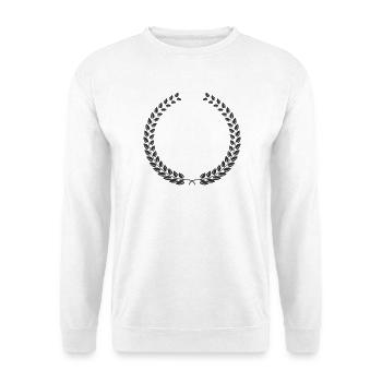 Laurel Wreath Vintage Award Badge Frame Vector - Unisex Pullover - Weiß - Vorne - Alina (178cm) & Michal (187cm)
