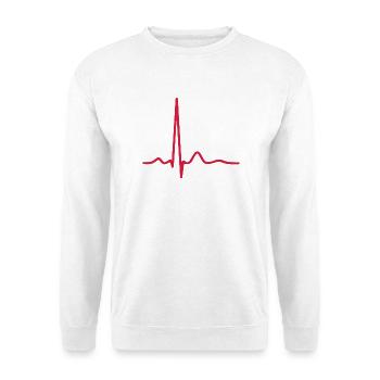Herzschlag-EKG-Linie Medizinischer Pulswellen-Ikon-Vektor - Unisex Pullover - Weiß - Vorne