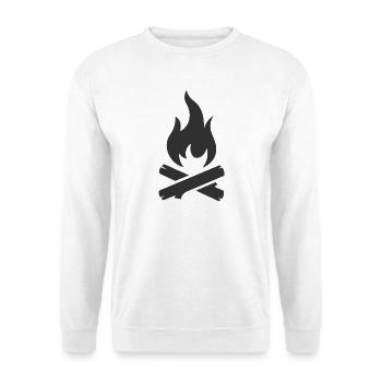 Lagerfeuer-Logo-Symbol - Unisex Pullover - Weiß - Vorne - Alina (178cm) & Michal (187cm)