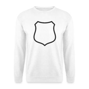 Leeres Schildlinien-Symbol Abzeichen Wappen Umrisssymbol - Unisex Pullover - Weiß - Vorne - Alina (178cm) & Michal (187cm)
