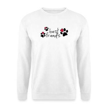 Slagon bester Freund, ich liebe meinen Hund oder meine Katze. - Unisex Pullover - Weiß - Vorne - Alina (178cm) & Michal (187cm)