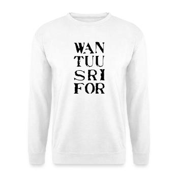 Wan, Tuu, Sri, For - Unisex Pullover - Weiß - Vorne - Alina (178cm) & Michal (187cm)
