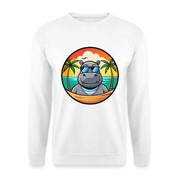 Nilpferd Lustige Cartoon Sommer Strand Sonnenbrille Cool - Unisex Pullover - Weiß - Vorne - Alina (178cm) & Michal (187cm)