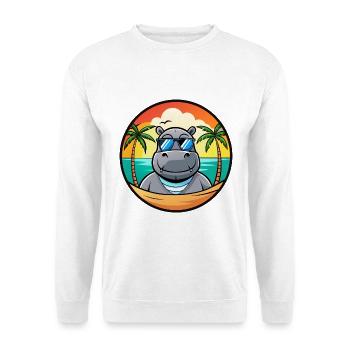 Nilpferd Lustige Cartoon Sommer Strand Sonnenbrille Cool - Unisex Pullover - Weiß - Vorne