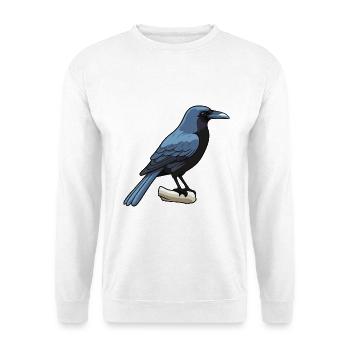 Krähenkarikatur Kawaii Aquarellillustration - Unisex Pullover - Weiß - Vorne - Alina (178cm) & Michal (187cm)