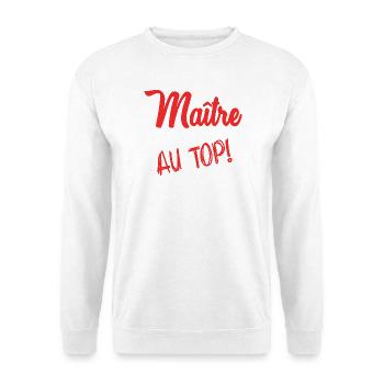MEISTER. MEISTER. VIELEN DANK. DANKE, MEISTER - Unisex Pullover - Weiß - Vorne - Alina (178cm) & Michal (187cm)