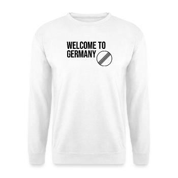WELCOME TO GERMANY by Unbegrenzt Apparel - Unisex Pullover - Weiß - Vorne - Alina (178cm) & Michal (187cm)