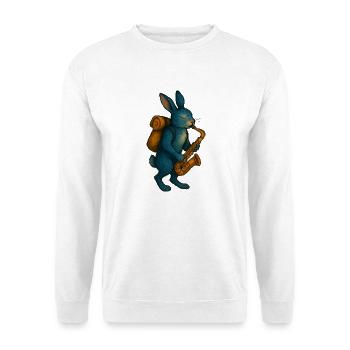 Lapin Bleu avec Saxophone - Sweat-shirt Unisexe - blanc - Devant