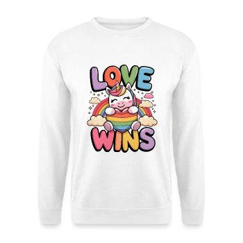 Liebe gewinnt - Unisex Pullover - Weiß - Vorne - Alina (178cm) & Michal (187cm)