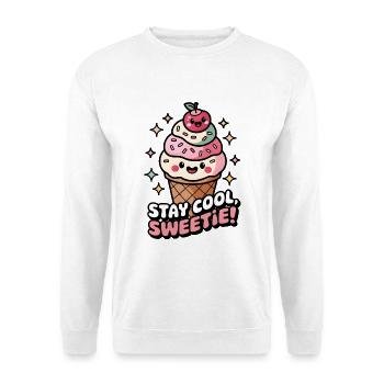 Bleib cool, Süßer! - Unisex Pullover - Weiß - Vorne - Alina (178cm) & Michal (187cm)