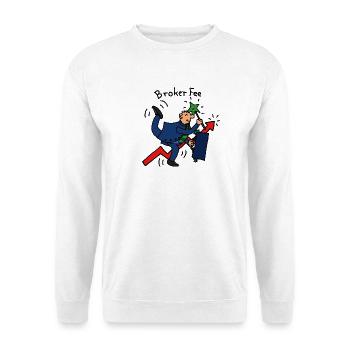Broker Fee - Unisex Pullover - Weiß - Vorne - Alina (178cm) & Michal (187cm)