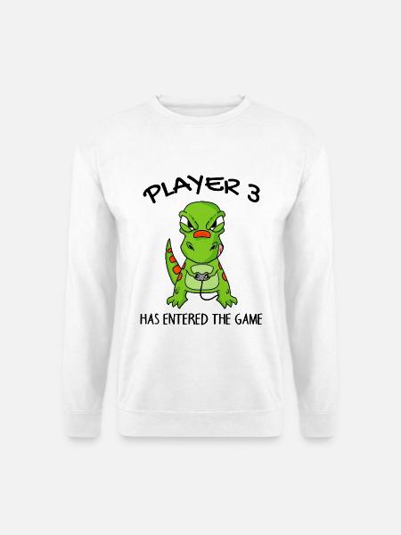 Spieler 3 hat das Spiel Betreten Baby Dinosaurier - Unisex Pullover - Weiß