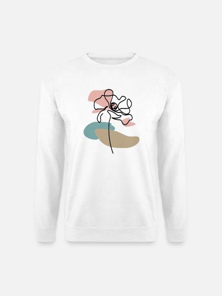 Abstrakte Mohnblume Poppies line art Farbklecks - Unisex Pullover - Weiß