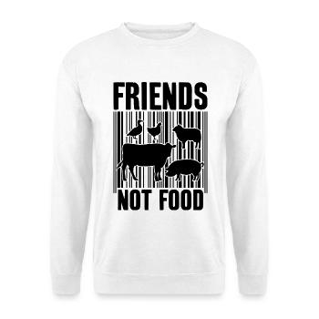 FRIENDS NOT FOOD VEGAN VEGANER - Unisex Pullover - Weiß - Vorne - Alina (178cm) & Michal (187cm)